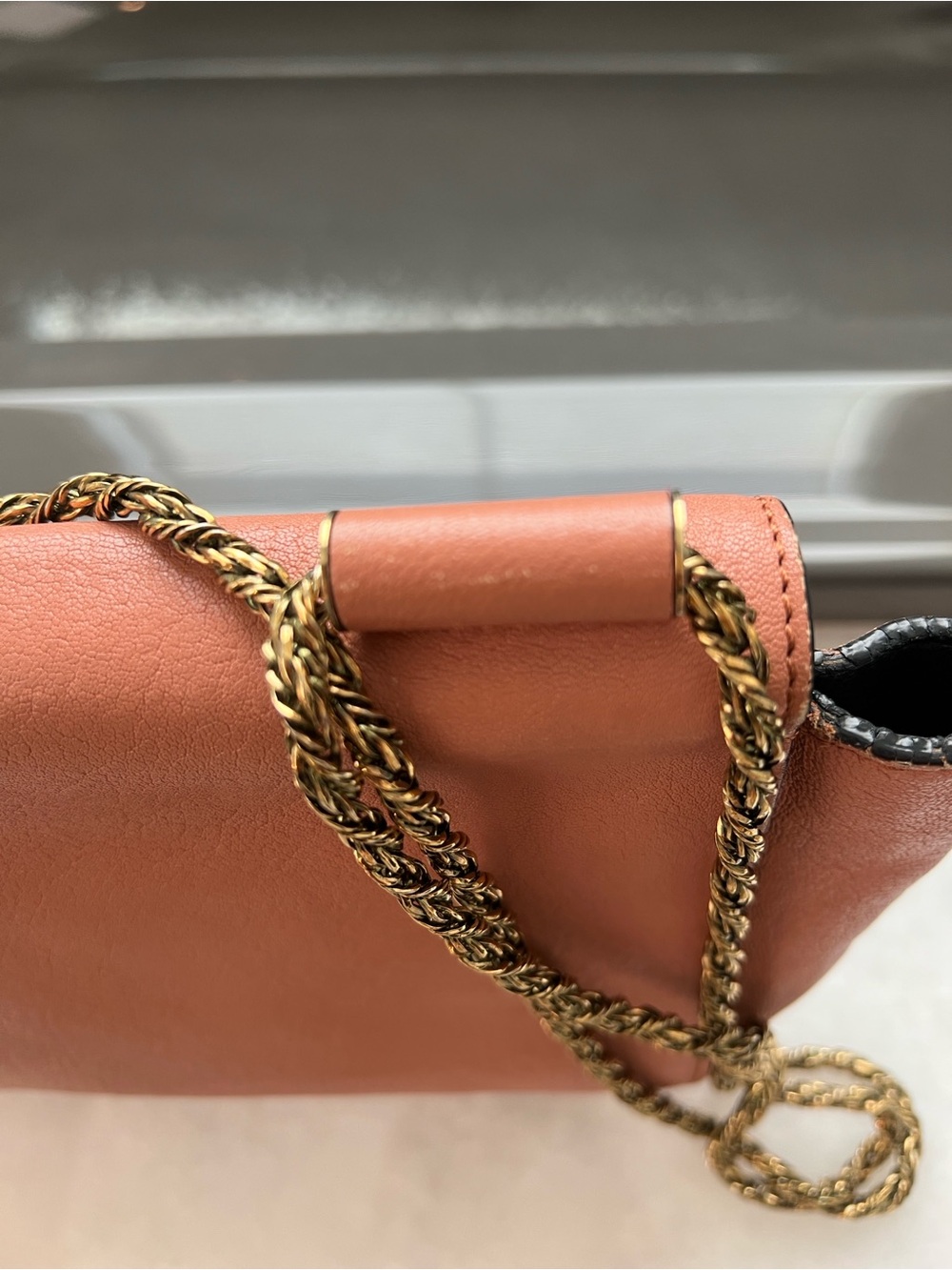 Authentic Chloe Elsie shoulder/crossbody bag with Gold Hardware, rust-clay color - Picture 7 of 13